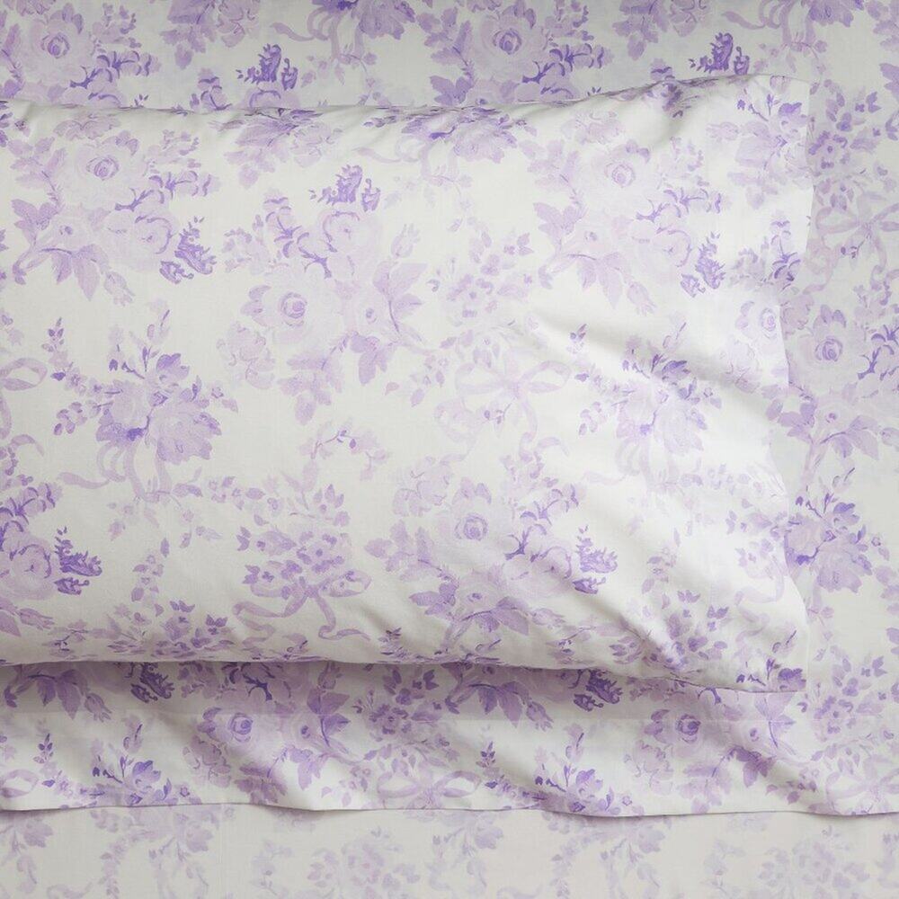 LoveShackFancy Pottery Barn Garden Damask Organic Sheet Set Lavender TWIN XL NWT